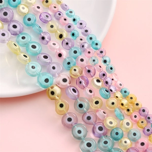 Colorful evil eye flat round beads for DIY handmade jewelry and bracelet making