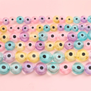 Colorful evil eye glass beads in macaron colors for DIY jewelry and bracelet making