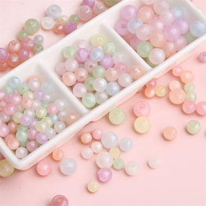 Luminous macaron acrylic round beads in assorted colors for DIY bracelet jewelry making