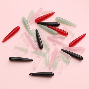 DIY colorful long teardrop resin beads with holes for handmade jewelry and tassels