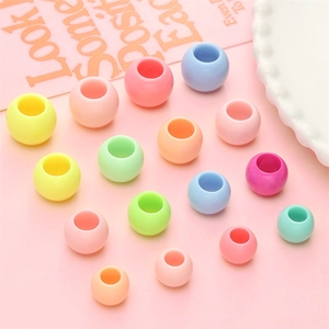 Pastel acrylic macaron round beads with large holes for DIY jewelry making and bracelets