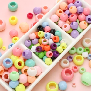 Colorful macaron acrylic beads with large holes for DIY jewelry making and bracelets