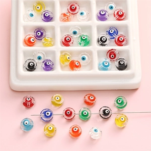 Colorful faceted glass evil eye beads for DIY jewelry making and handmade bracelet crafting