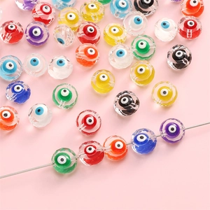 Colorful faceted evil eye glass beads for DIY jewelry making with diverse vibrant tones