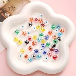 Colorful 10mm faceted evil eye glass beads for DIY jewelry making in assorted colors