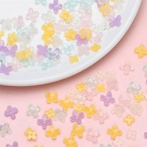 Cuentas de flores de resina de colores para joyería DIY en tonos rosa y azul