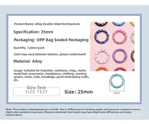 Detailed specs of 25mm colorful enamel polka dot alloy keychain hooks for DIY jewelry