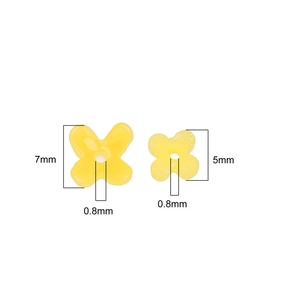 Cuentas de flores amarillas de resina con 4 pétalos de 5mm y 7mm para bisutería DIY