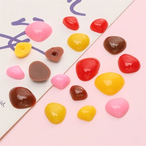 Flat back triangular acrylic doll noses for DIY crafts in pink red yellow and brown colors