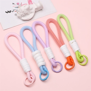 Macaron woven keychain set with five vibrant colors and durable round spring clips