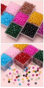 Cuentas de vidrio planas de varios colores con caja para hacer joyas de bricolaje