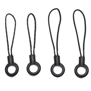 Universal black lanyard set with four durable nylon ropes and matte plastic rings