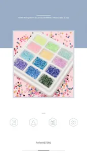 Detailansicht der 12er-Box mit 3mm matten fluoreszierenden Glasperlen für DIY-Schmuck