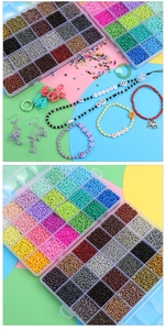 Σετ χαντρών DIY με 24 χρώματα γυάλινες χάντρες, γράμματα και αξεσουάρ για κοσμήματα
