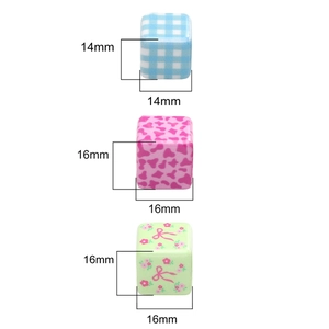 Perline a cubo in acrilico con motivi floreali e a scacchi per fai da te 14mm 16mm