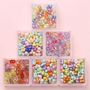 Perline in Acrilico a Forma di Arachide a Doppio Foro per Creazione Gioielli Fai da Te Perline Multicolore per Bracciale Collana