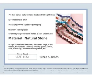 Primer plano de cuentas de piedra natural de 5-8mm con colores y texturas variadas