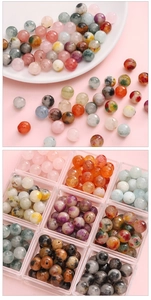 Macro detail of assorted 10mm faceted natural stone beads for DIY jewelry making