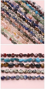 Detailed view of polished natural nugget stone beads for DIY jewelry making and crafts