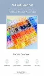 Dettaglio di un kit da 24 scomparti con perline colorate opache per gioielli fai-da-te