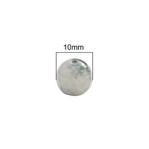 Faceted 10mm white natural stone beads with green moss pattern for DIY jewelry making