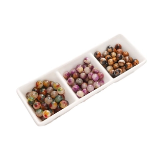 Faceted 10mm natural white stone round beads in three color mixes for DIY jewelry
