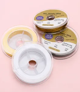 0.6mm gold stainless steel 7-strand beaded wire for jewelry making 30m spool