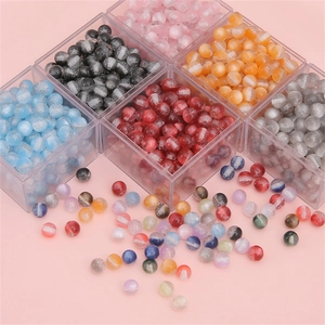 Sparkling resin beads kit for DIY jewelry making in multi-color assorted storage boxes