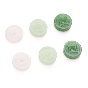 Set di perle in vetro finta giada a forma di moneta per la creazione di gioielli fai da te