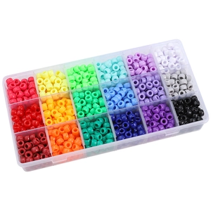 24-compartment storage box with assorted colorful pony beads for DIY jewelry making