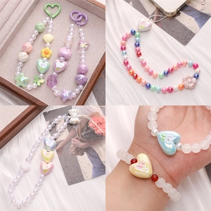 Perles de cœur tulipe en acrylique et charms macaron pour bijoux DIY et lanières de téléphone