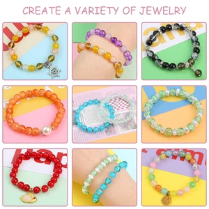 DIY jewelry making kit featuring 8mm colorful crackle glass beads and metal charms