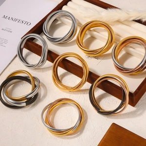Mehrreihige Tubogas Armbänder aus Edelstahl in Gold, Silber und Schwarz im Set
