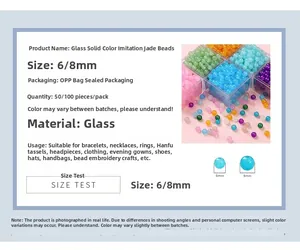 Gedetailleerde maattabel voor 6mm en 8mm glazen kralen voor DIY-sieraden en ambachten
