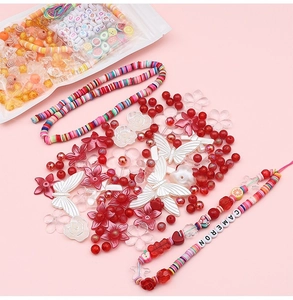 Kit DIY de perles colorées avec fleurs, lettres et perles plates en argile polymère
