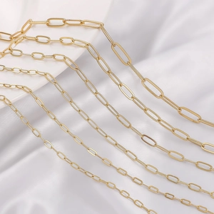 14K Gold Plated Copper Paperclip Chain DIY Jewelry Making Accessories Rectangular Link Chain For Necklace Bracelet Making