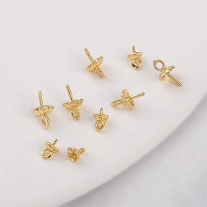 14K Gold Gefüllte Becher Und Stift Aufhänger Für Halb Gebohrte Künstliche Perlen Schmuckzubehör DIY Zubehör Für Halsketten Armbänder Ohrringe