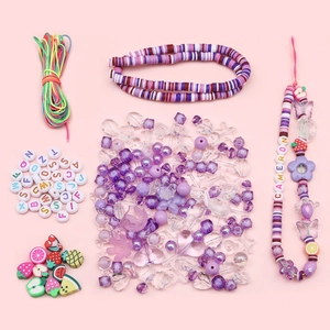 Kit de Perles DIY Avec Tranches de Fruits en Pâte Polymère Perles Lettres Papillon Fleur en Acrylique et Cordon Pour Bijou de Téléphone