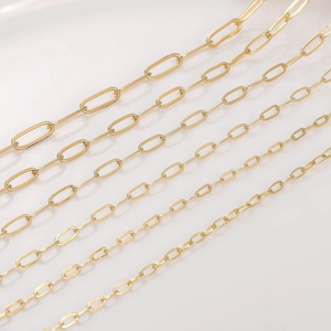 14K gold filled paperclip chain in six different widths for DIY jewelry making crafts