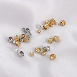 Strukturierte 14K Gold gefüllte und silberne Abstandsperlen für DIY-Schmuckherstellung