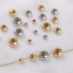 Polished 14k gold-filled and silver silicone stopper beads for DIY jewelry making
