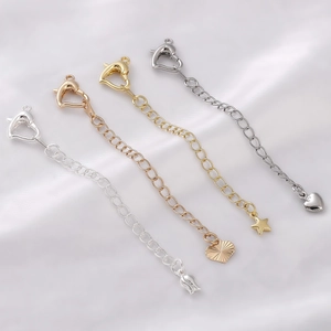 Chaînes d'Extension de Bijoux en Métal Avec Fermoir Mousqueton Cœur Pendentif Étoile Cœur Tulipe pour Collier Bracelet DIY Composants de Bijoux