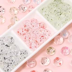 Acrylic Transparent Dried Flower Round Beads Loose Beads Foil Inlay DIY Handmade Jewelry Accessories Bracelet Necklace Craft Beads
