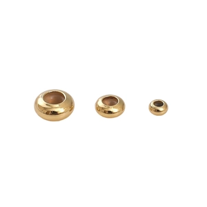 Polished 14k gold filled flat round silicone slider beads for DIY jewelry making