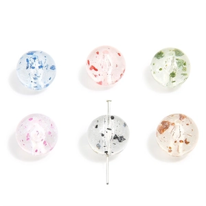 Set of 6 transparent acrylic cherry blossom beads with foil flakes for DIY jewelry