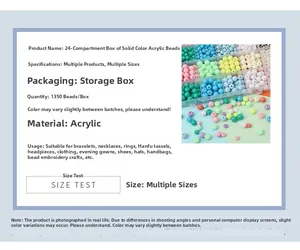 24-compartment storage box filled with 1350 colorful acrylic round beads for DIY jewelry