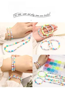 Macro view of acrylic bead set with letter beads for DIY handmade jewelry bracelets