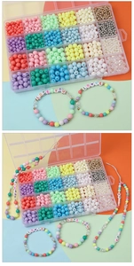 DIY jewelry kit with 24-compartment storage box filled with colorful acrylic beads and charms