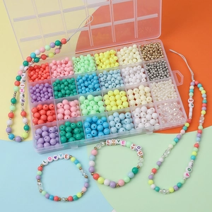 Acrylic Macaron Jewelry Making Bead Kit With Letter Beads Elastic String For DIY Handmade Bracelet Necklace Crafts Supplies
