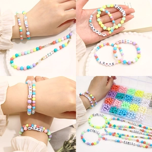 DIY colorful acrylic round beads and letter beads set for handmade bracelet jewelry making